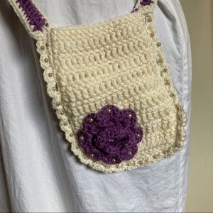 Crossbody Phone Pouch Bag Custom Crocheted Purple